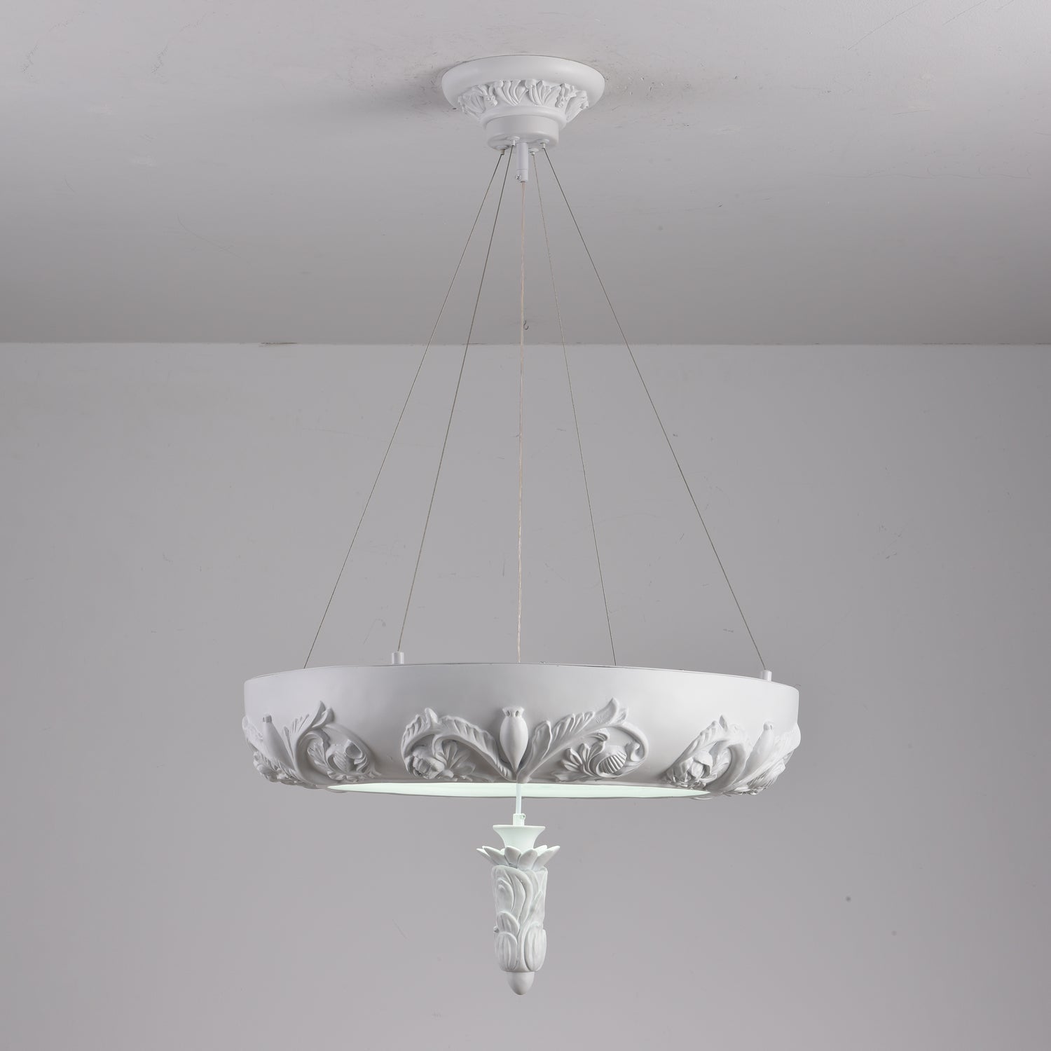 Rococo Plaster Pendant Chandelier-Neutral Decor