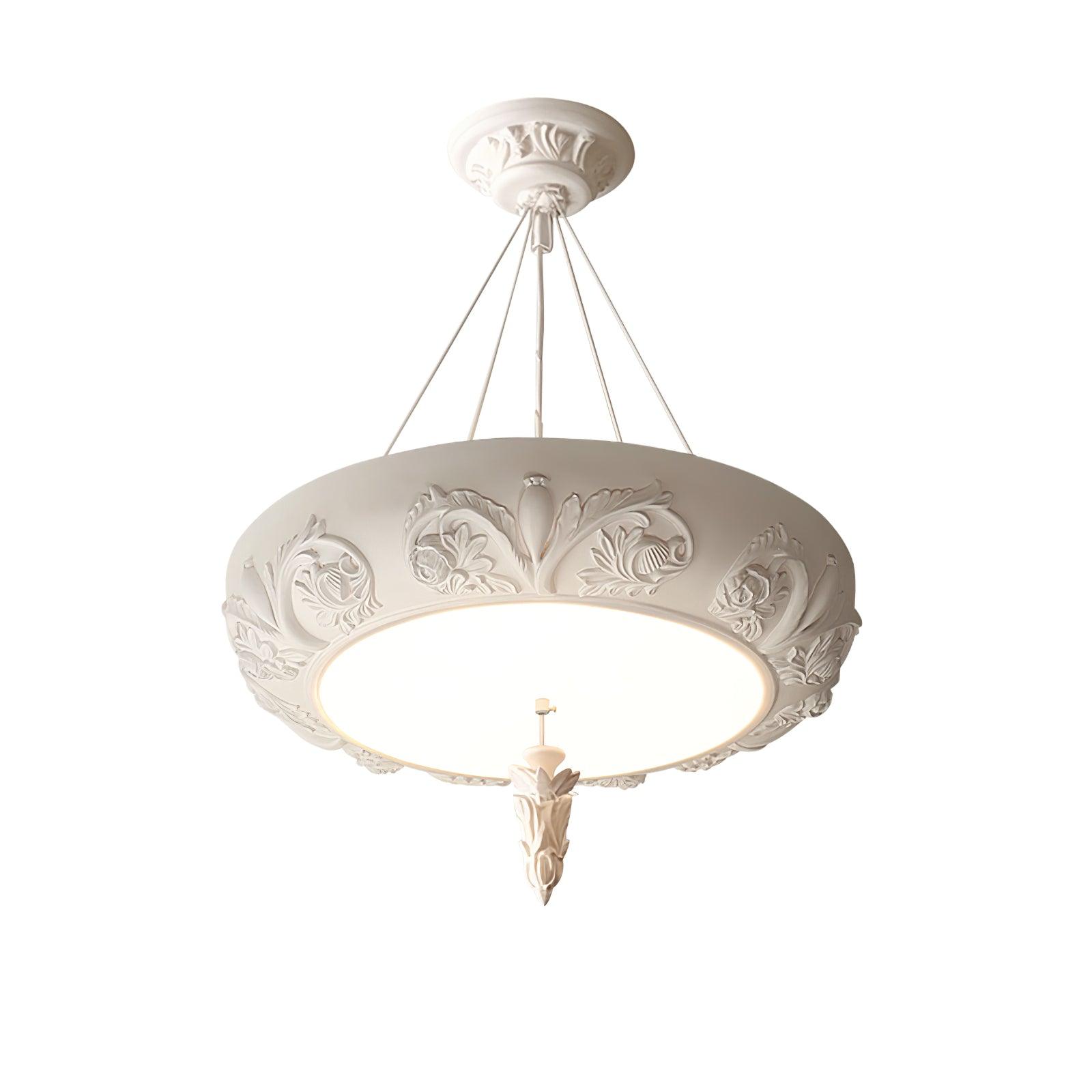 Rococo Plaster Pendant Chandelier-Neutral Decor