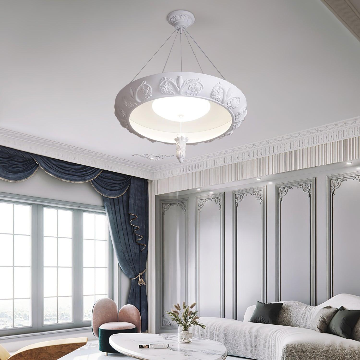 Rococo Plaster Pendant Chandelier-Neutral Decor