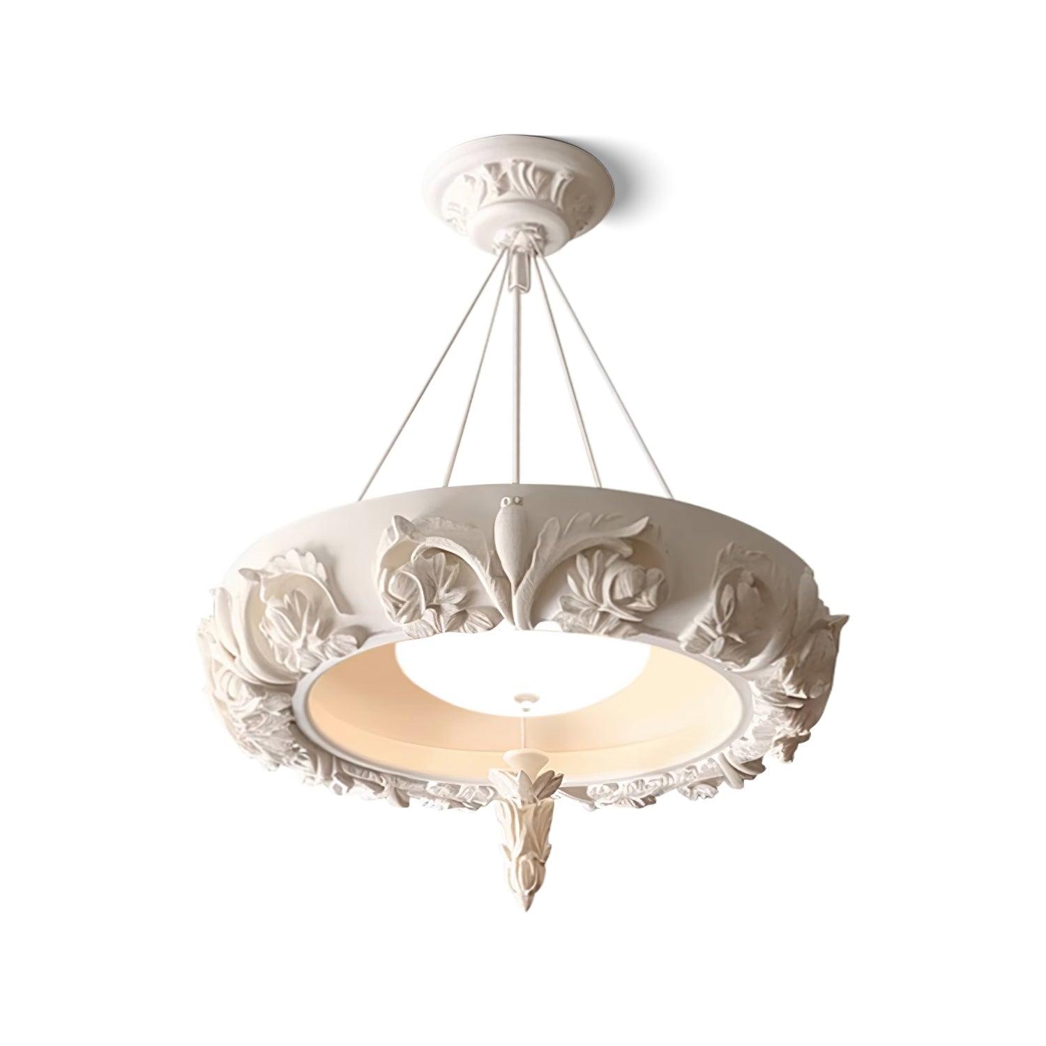 Rococo Plaster Pendant Chandelier-Neutral Decor