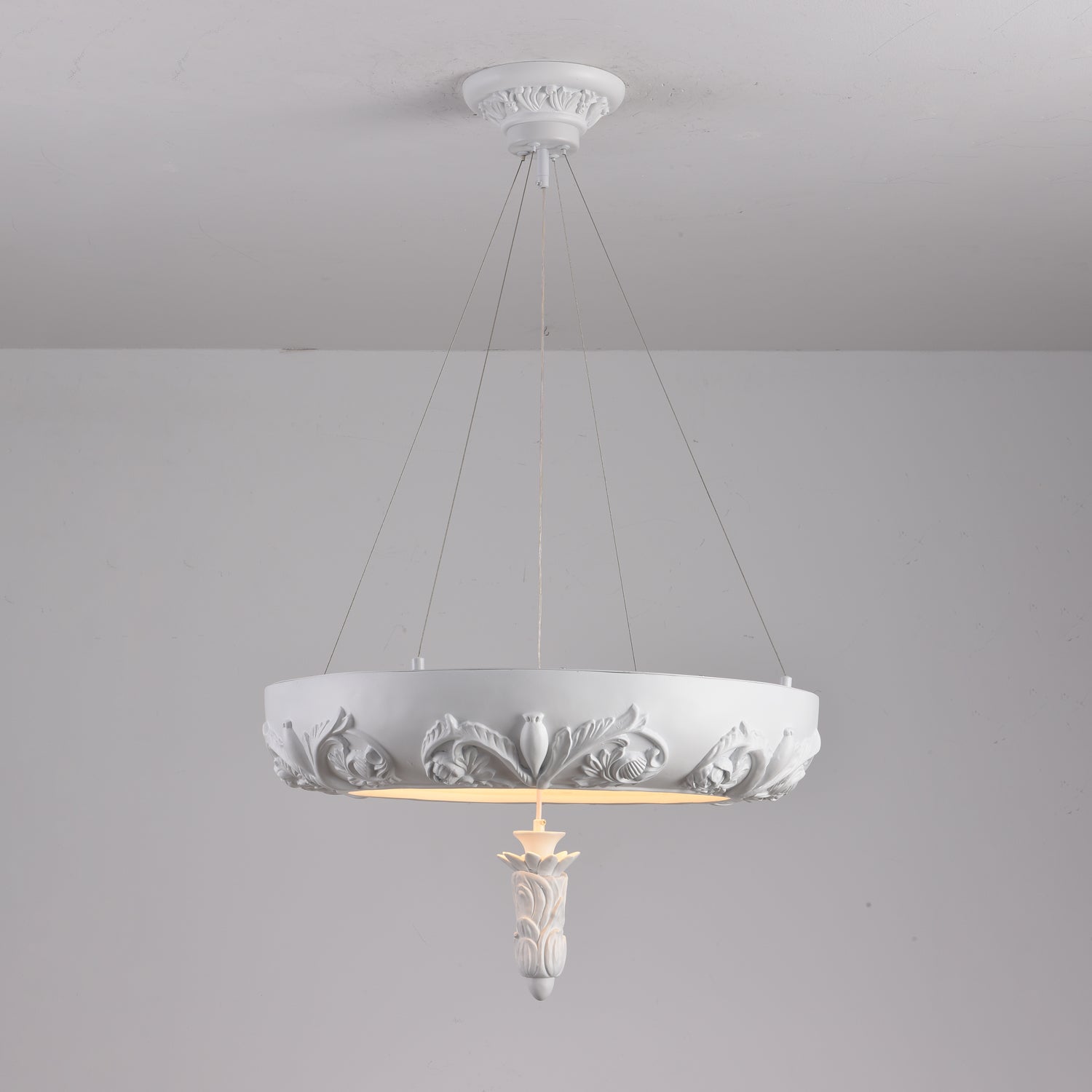 Rococo Plaster Pendant Chandelier-Neutral Decor