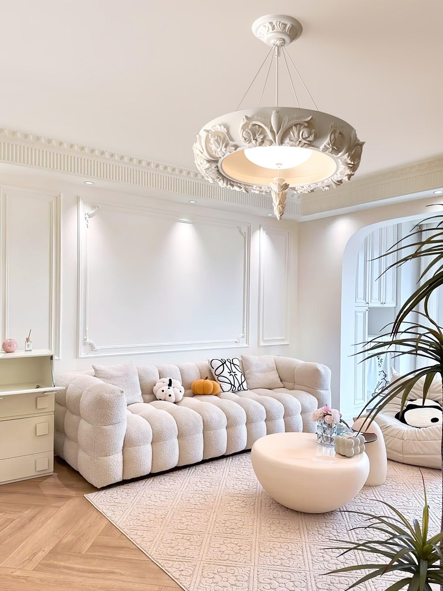 Rococo Plaster Pendant Chandelier-Neutral Decor