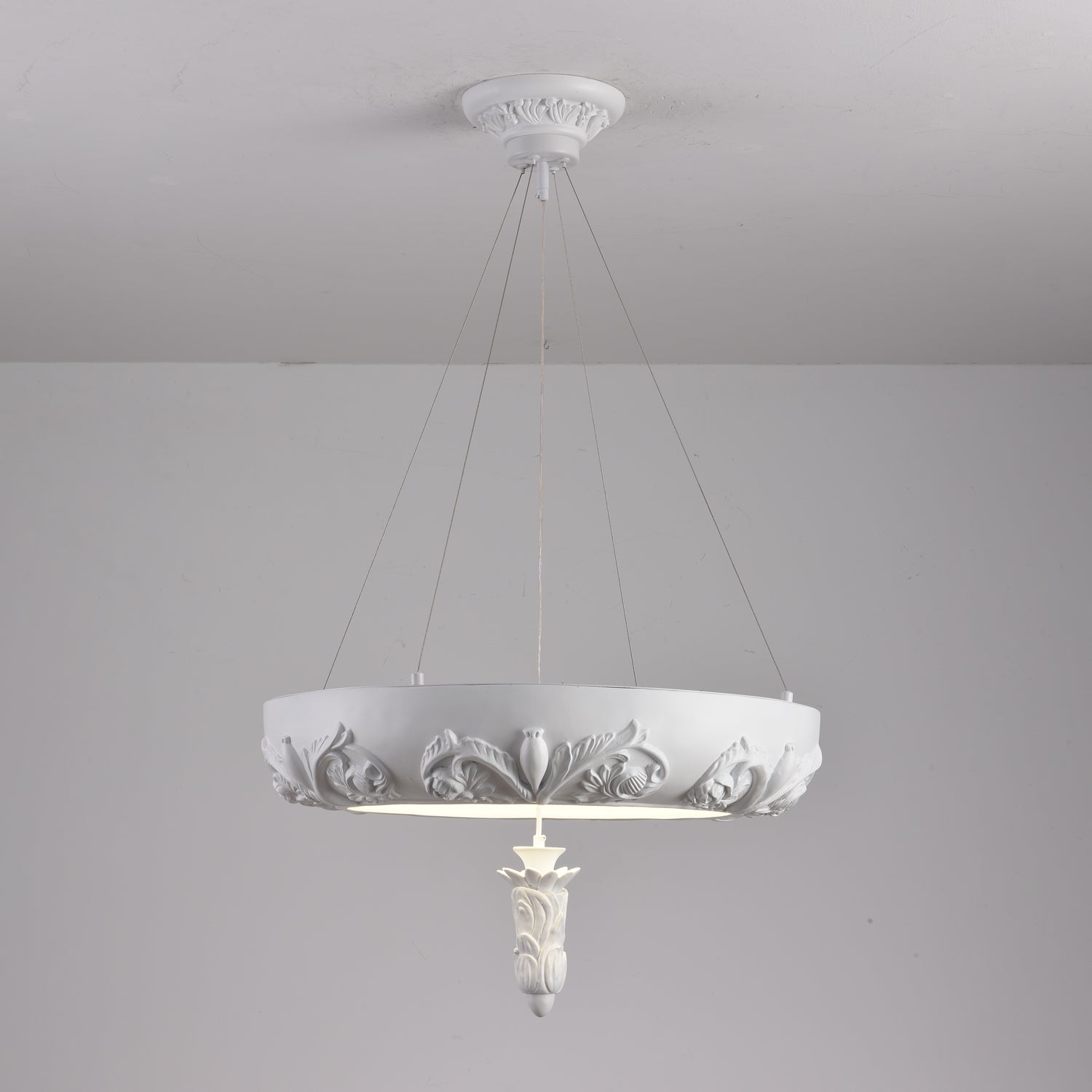 Rococo Plaster Pendant Chandelier-Neutral Decor