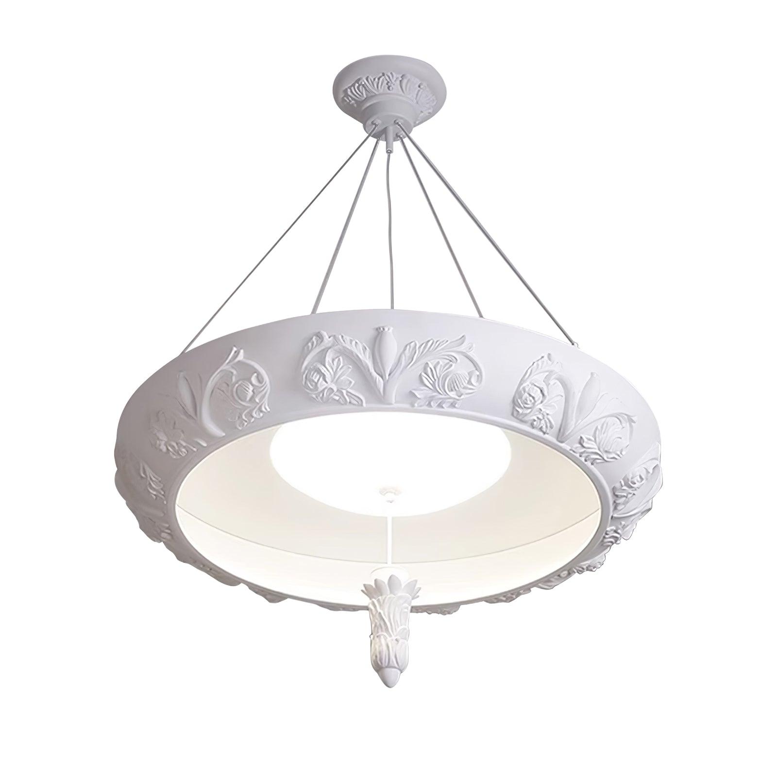 Rococo Plaster Pendant Chandelier-Neutral Decor