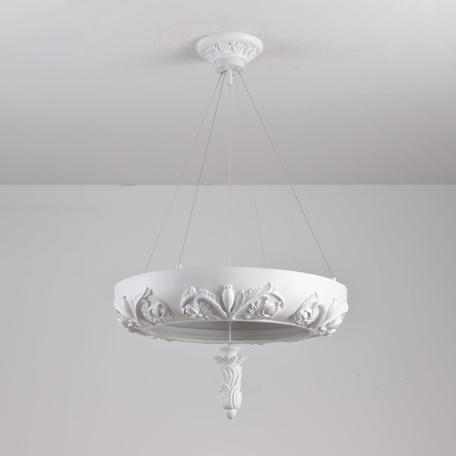 Rococo Plaster Pendant Chandelier-Neutral Decor