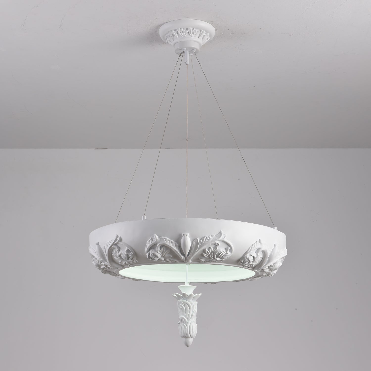 Rococo Plaster Pendant Chandelier-Neutral Decor