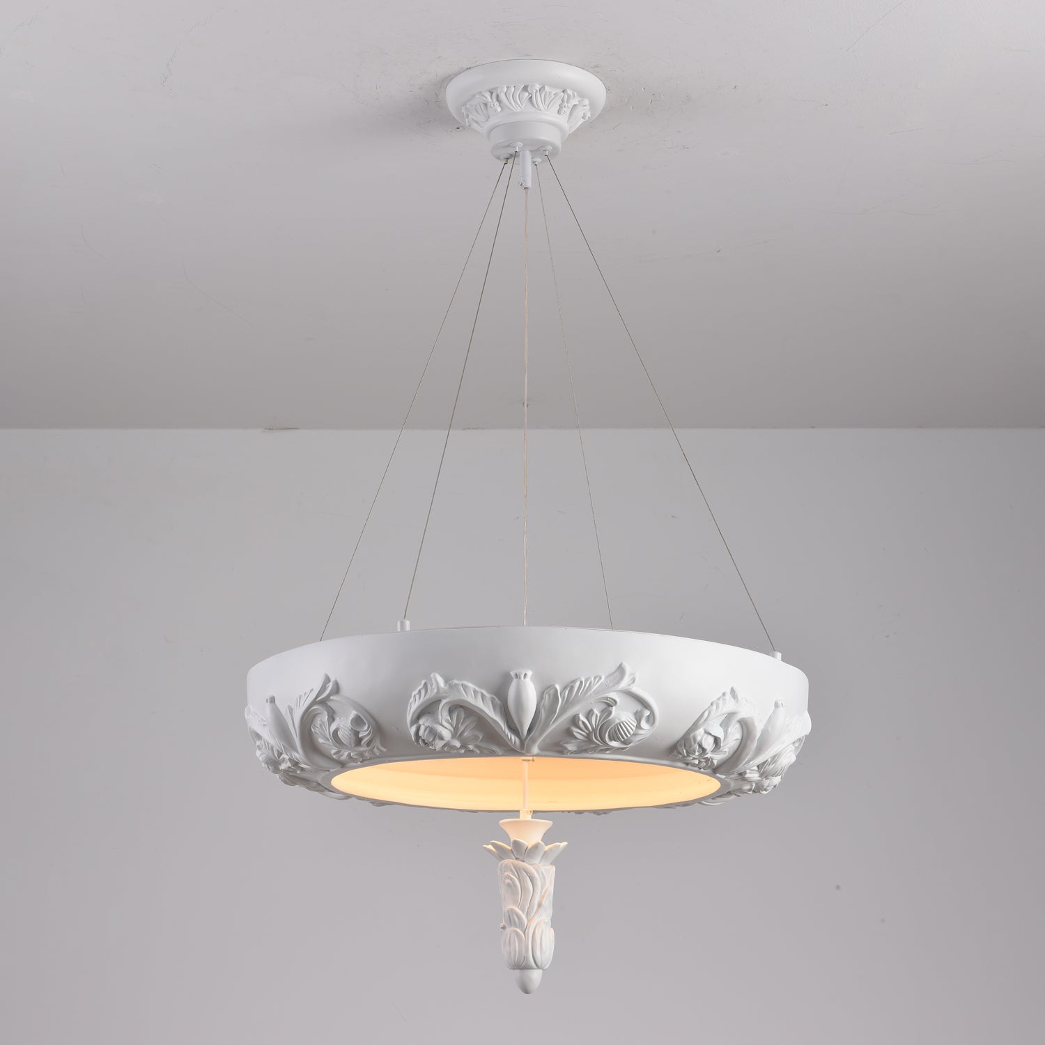 Rococo Plaster Pendant Chandelier-Neutral Decor