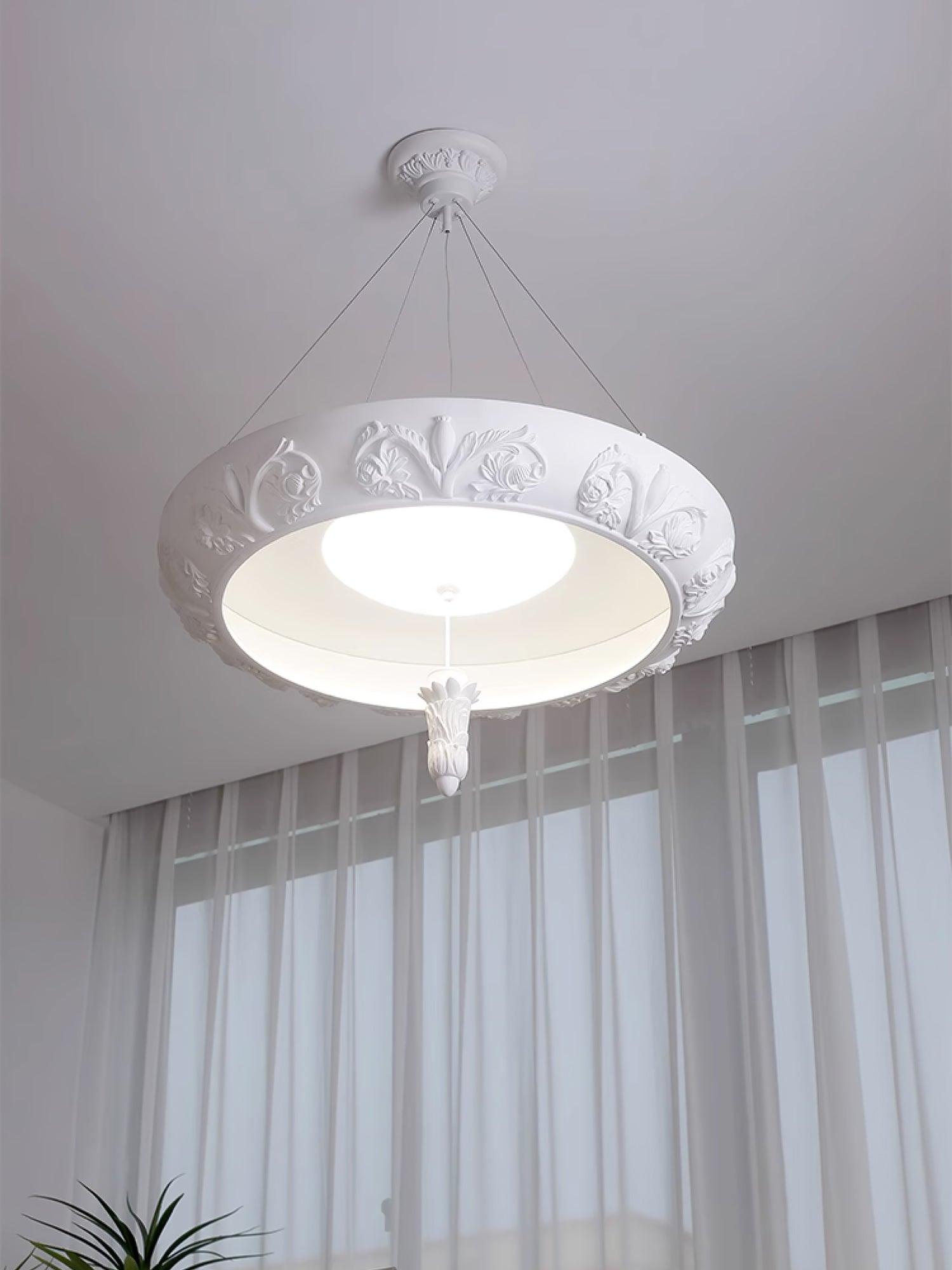 Rococo Plaster Pendant Chandelier-Neutral Decor