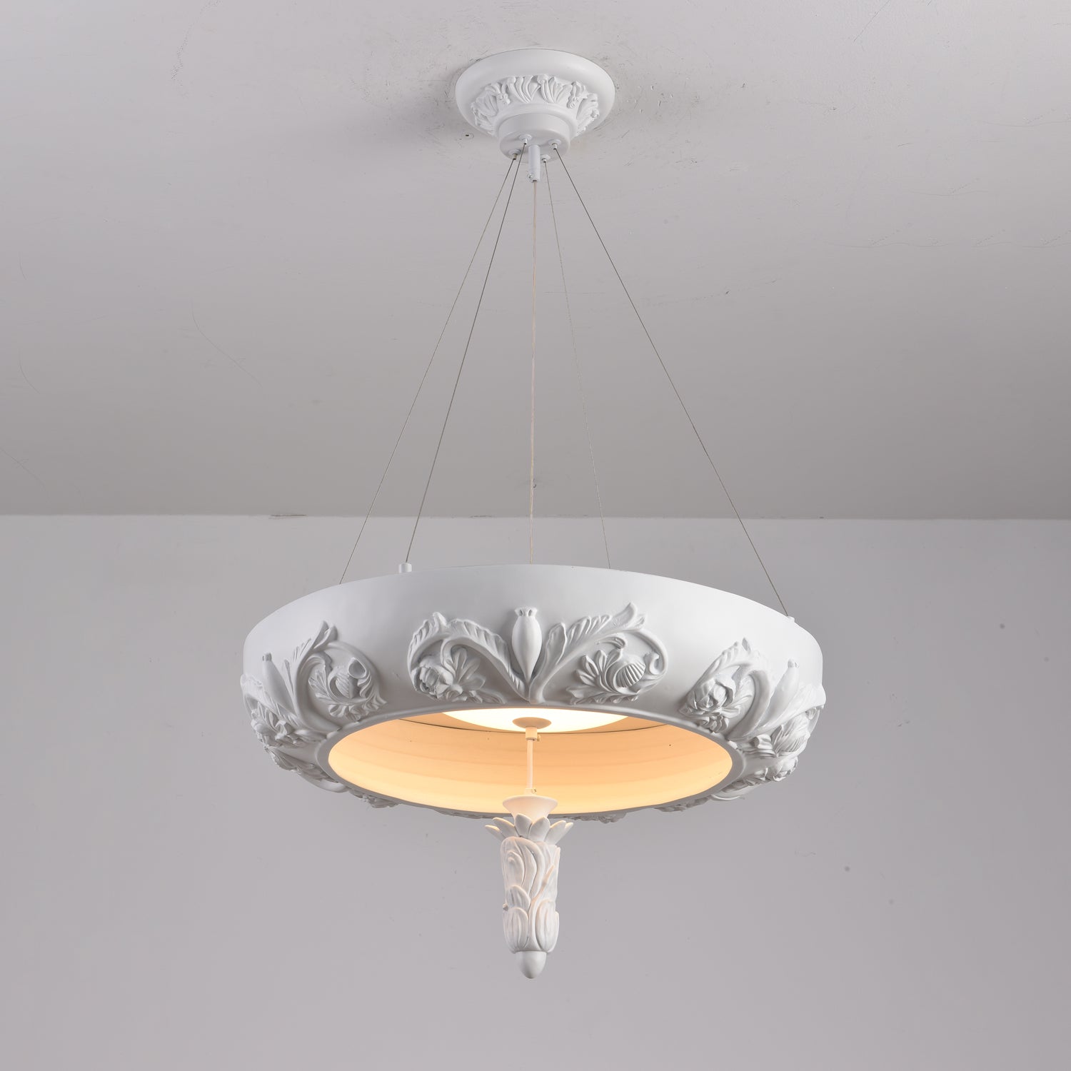 Rococo Plaster Pendant Chandelier-Neutral Decor