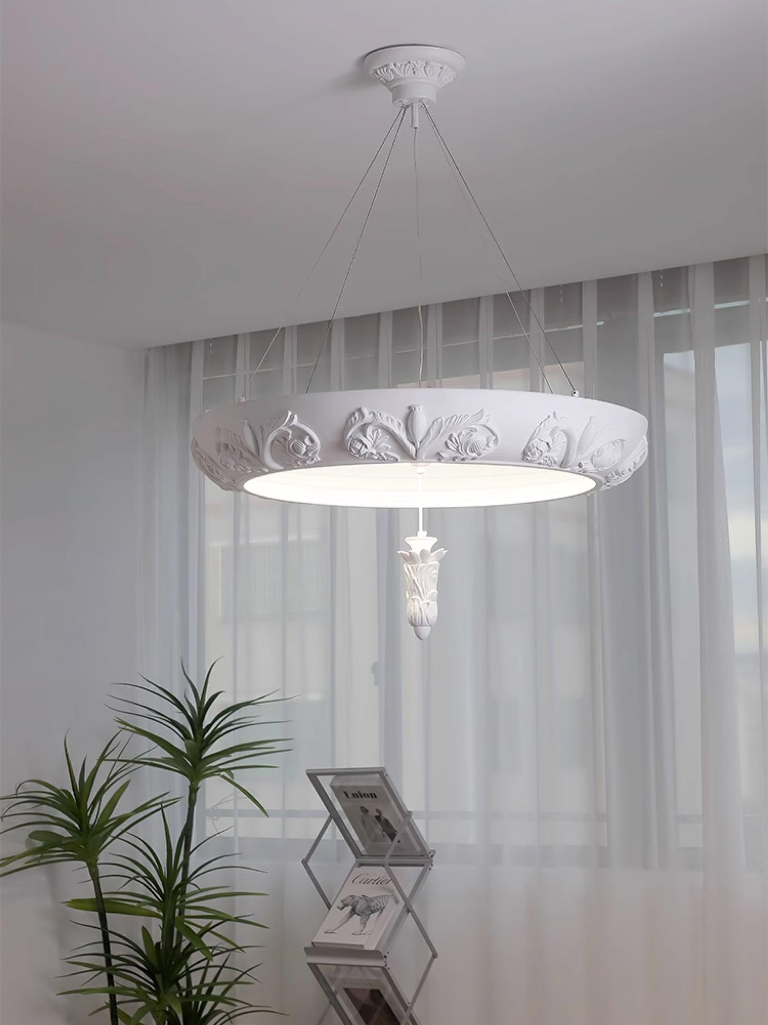 Rococo Plaster Pendant Chandelier-Neutral Decor