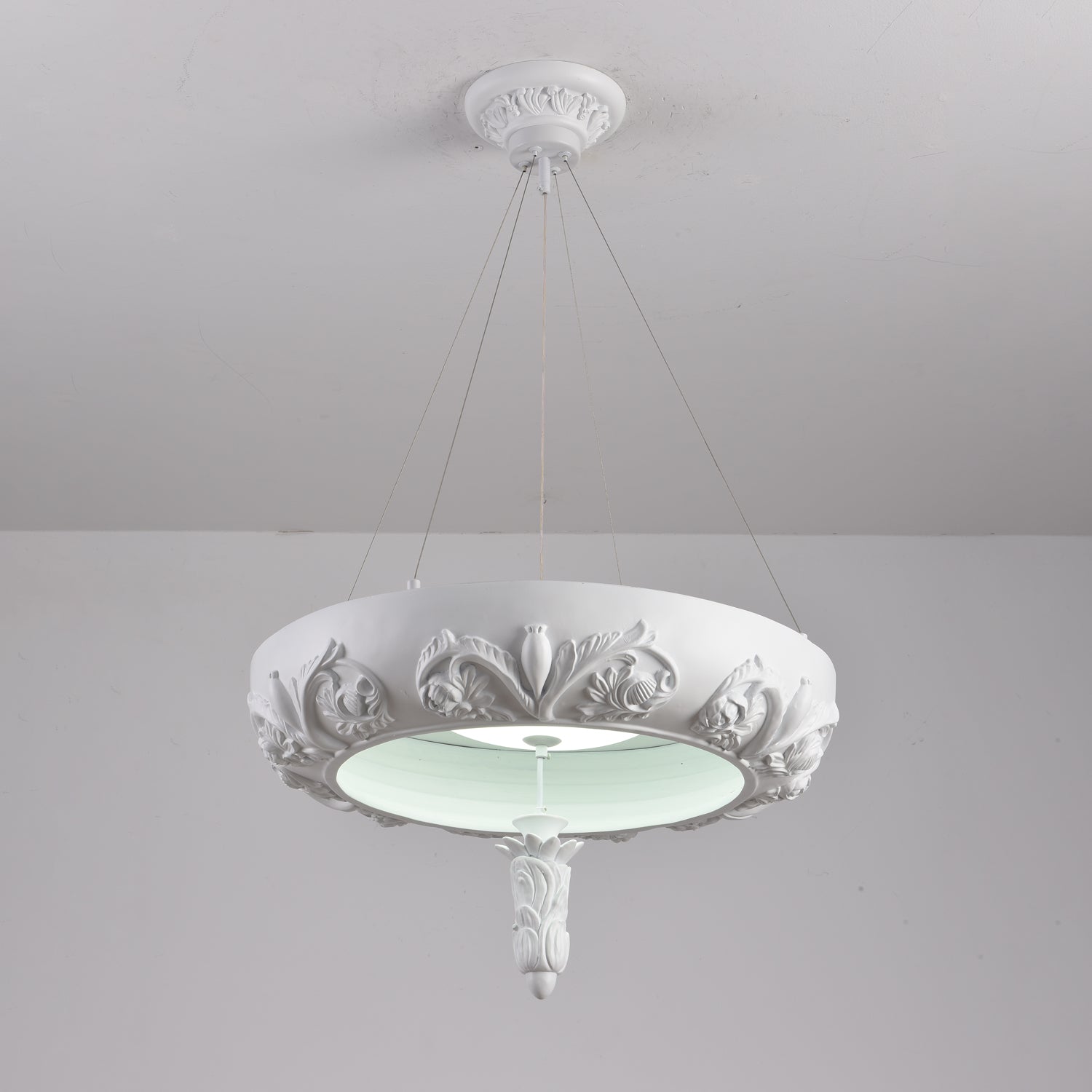 Rococo Plaster Pendant Chandelier-Neutral Decor