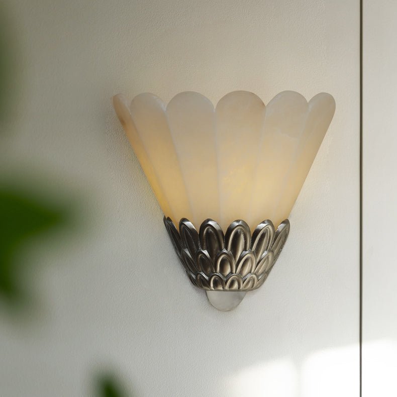 Marbe Vintage Alabaster Petal Wall Lamp-Neutral Decor