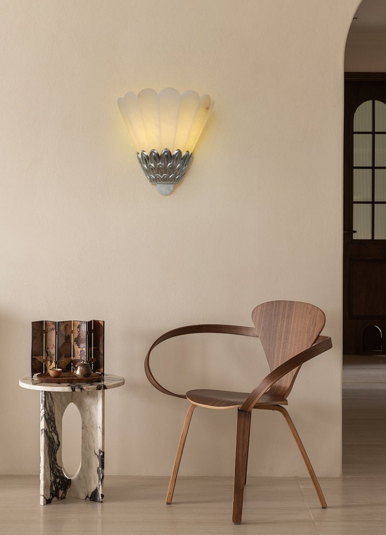 Marbe Vintage Alabaster Petal Wall Lamp-Neutral Decor