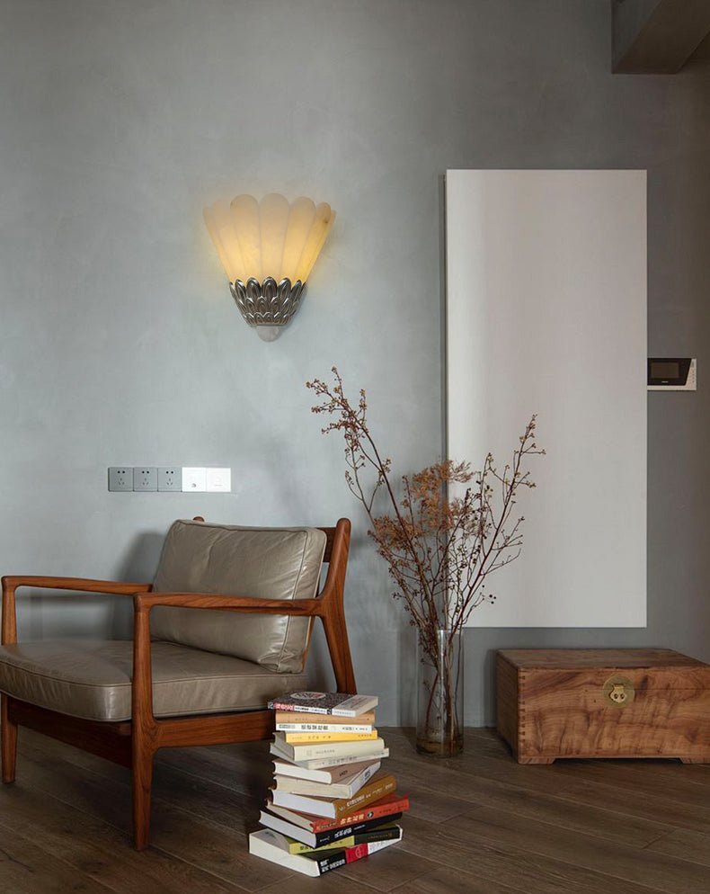 Marbe Vintage Alabaster Petal Wall Lamp-Neutral Decor