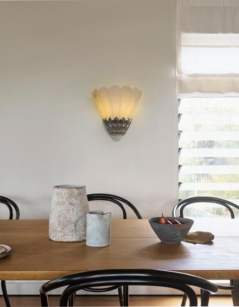 Marbe Vintage Alabaster Petal Wall Lamp-Neutral Decor
