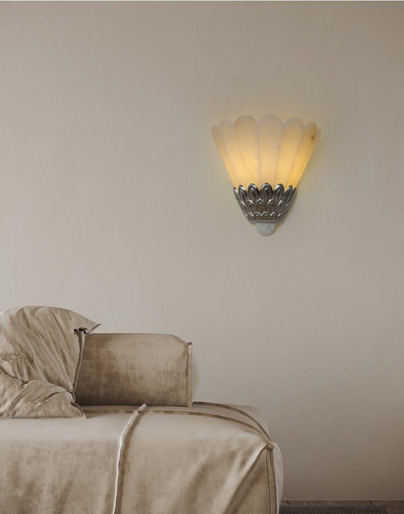 Marbe Vintage Alabaster Petal Wall Lamp-Neutral Decor