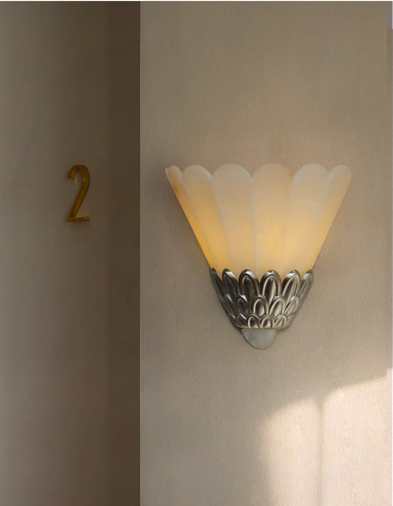 Marbe Vintage Alabaster Petal Wall Lamp-Neutral Decor