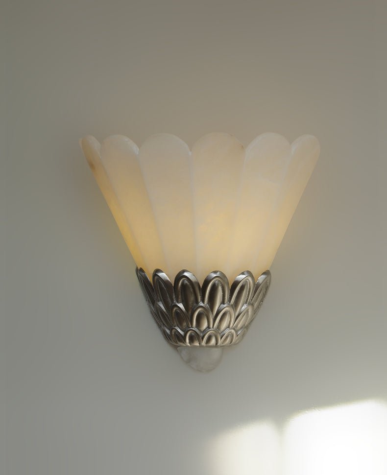 Marbe Vintage Alabaster Petal Wall Lamp-Neutral Decor
