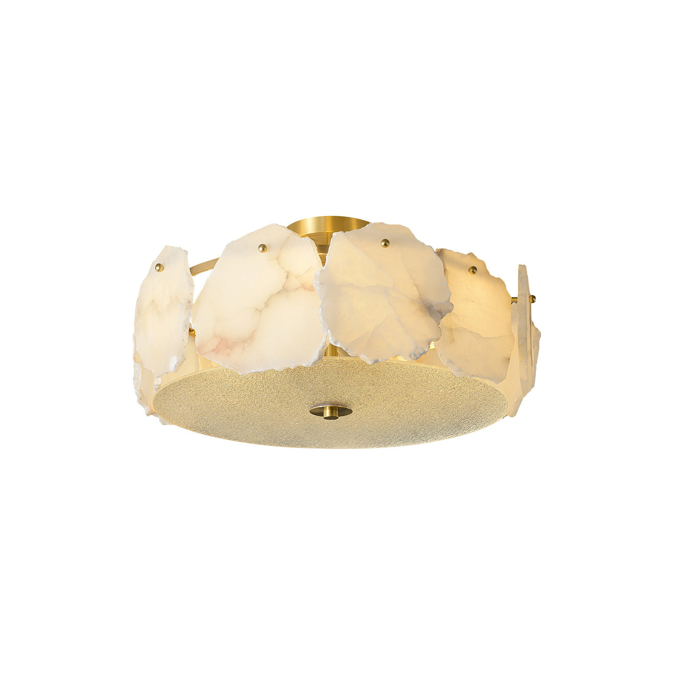 Gideon Sophisticated Disc Flat Alabaster Glass Ceiling Light-Neutral Decor