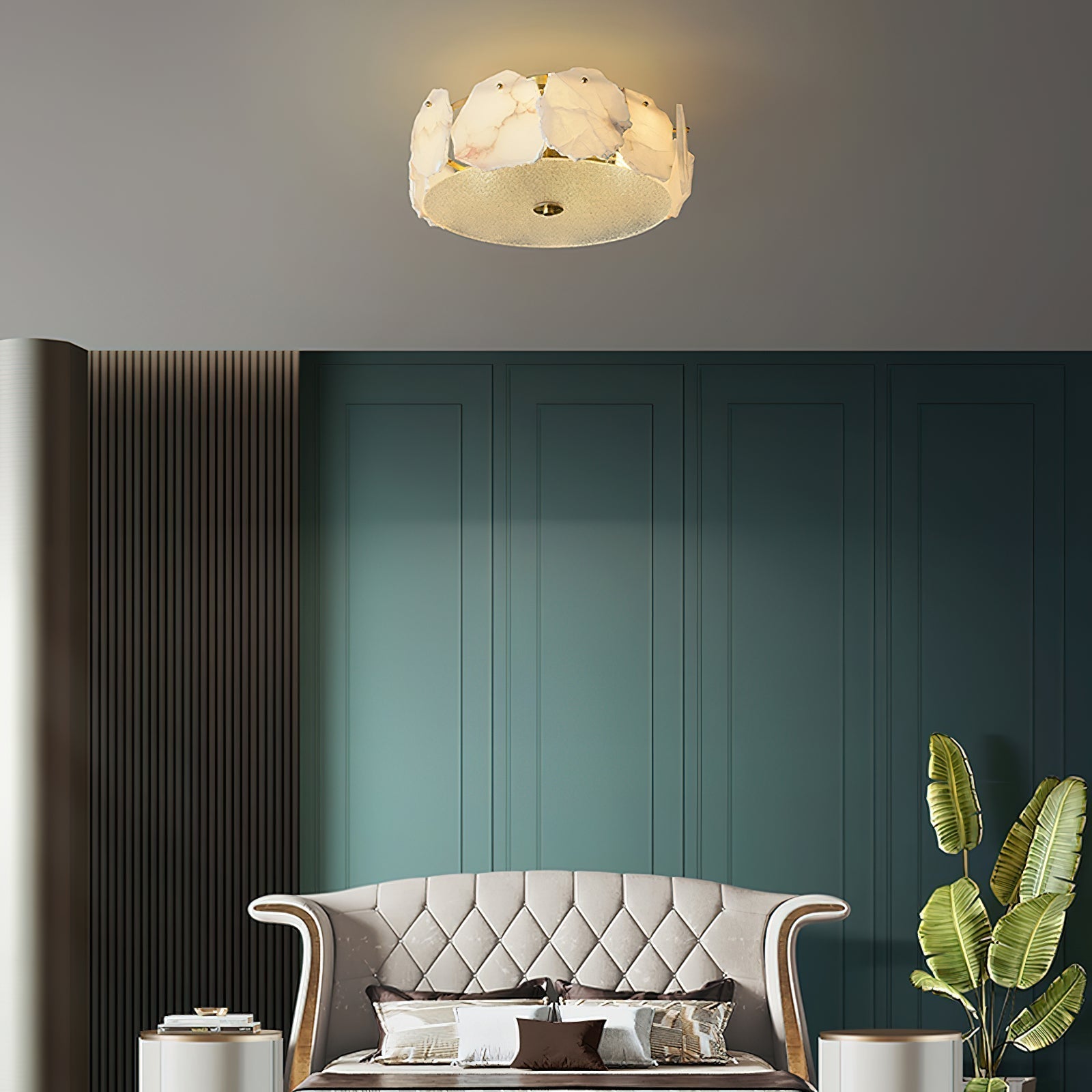 Gideon Sophisticated Disc Flat Alabaster Glass Ceiling Light-Neutral Decor