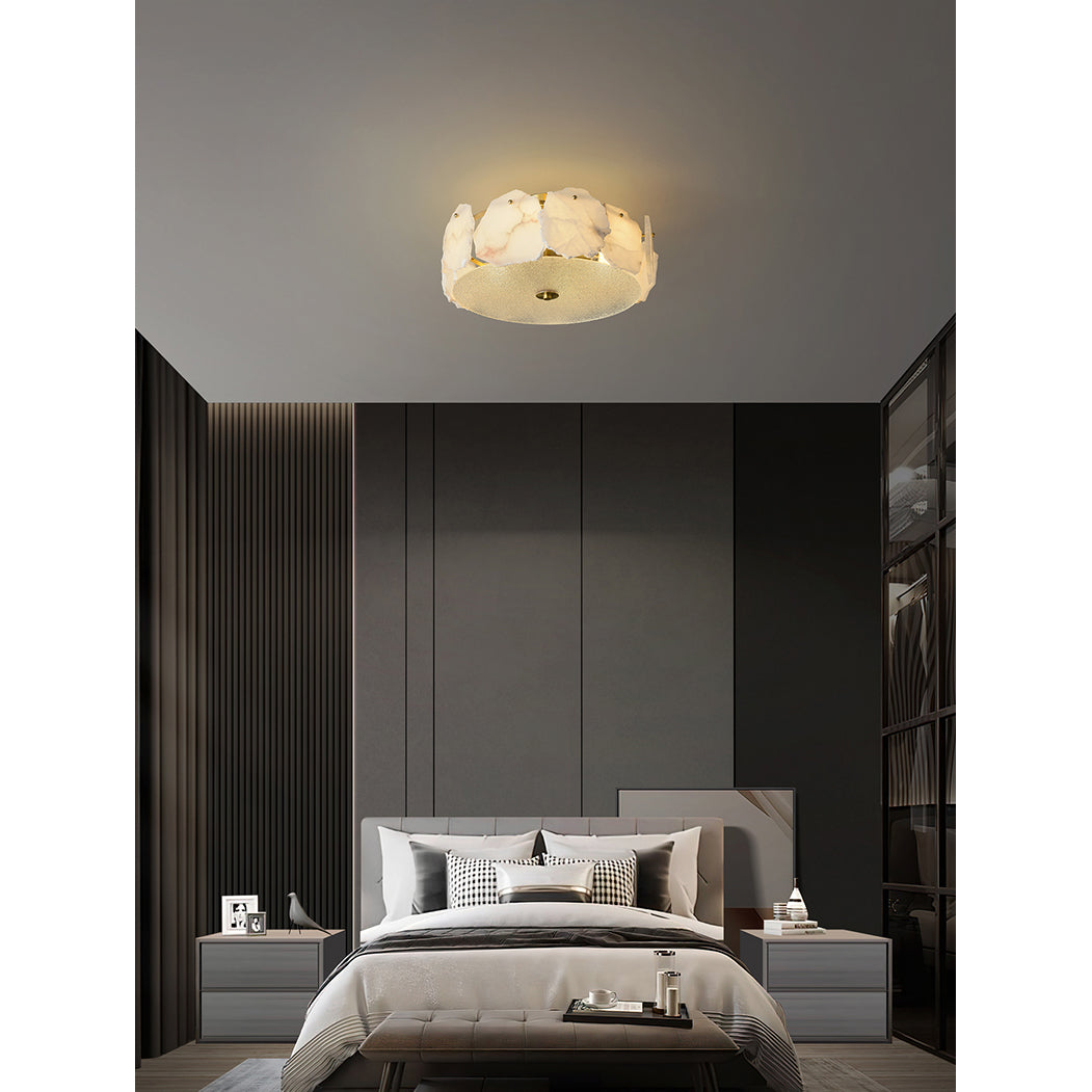 Gideon Sophisticated Disc Flat Alabaster Glass Ceiling Light-Neutral Decor