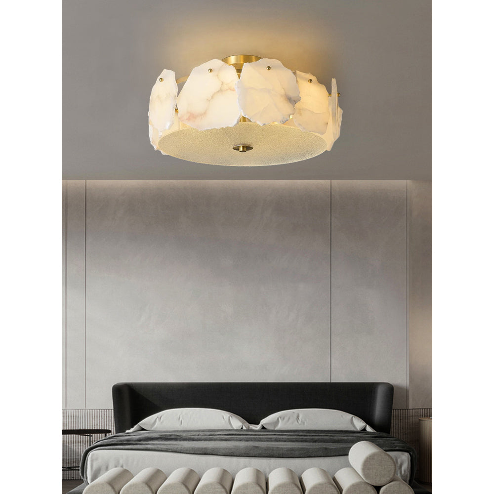 Gideon Sophisticated Disc Flat Alabaster Glass Ceiling Light-Neutral Decor
