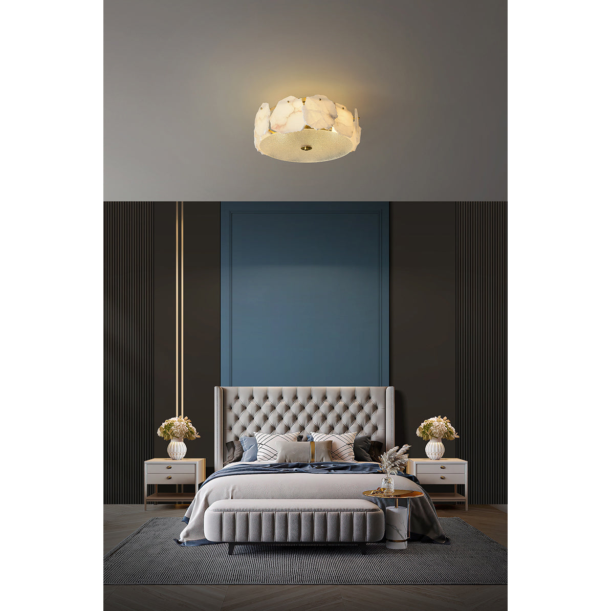 Gideon Sophisticated Disc Flat Alabaster Glass Ceiling Light-Neutral Decor