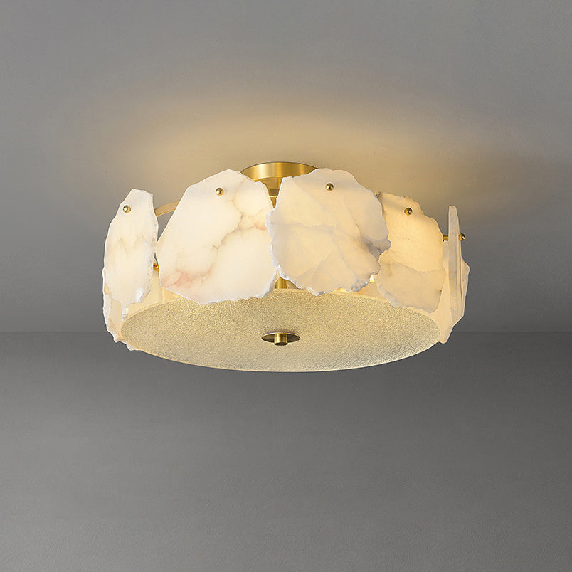 Gideon Sophisticated Disc Flat Alabaster Glass Ceiling Light-Neutral Decor