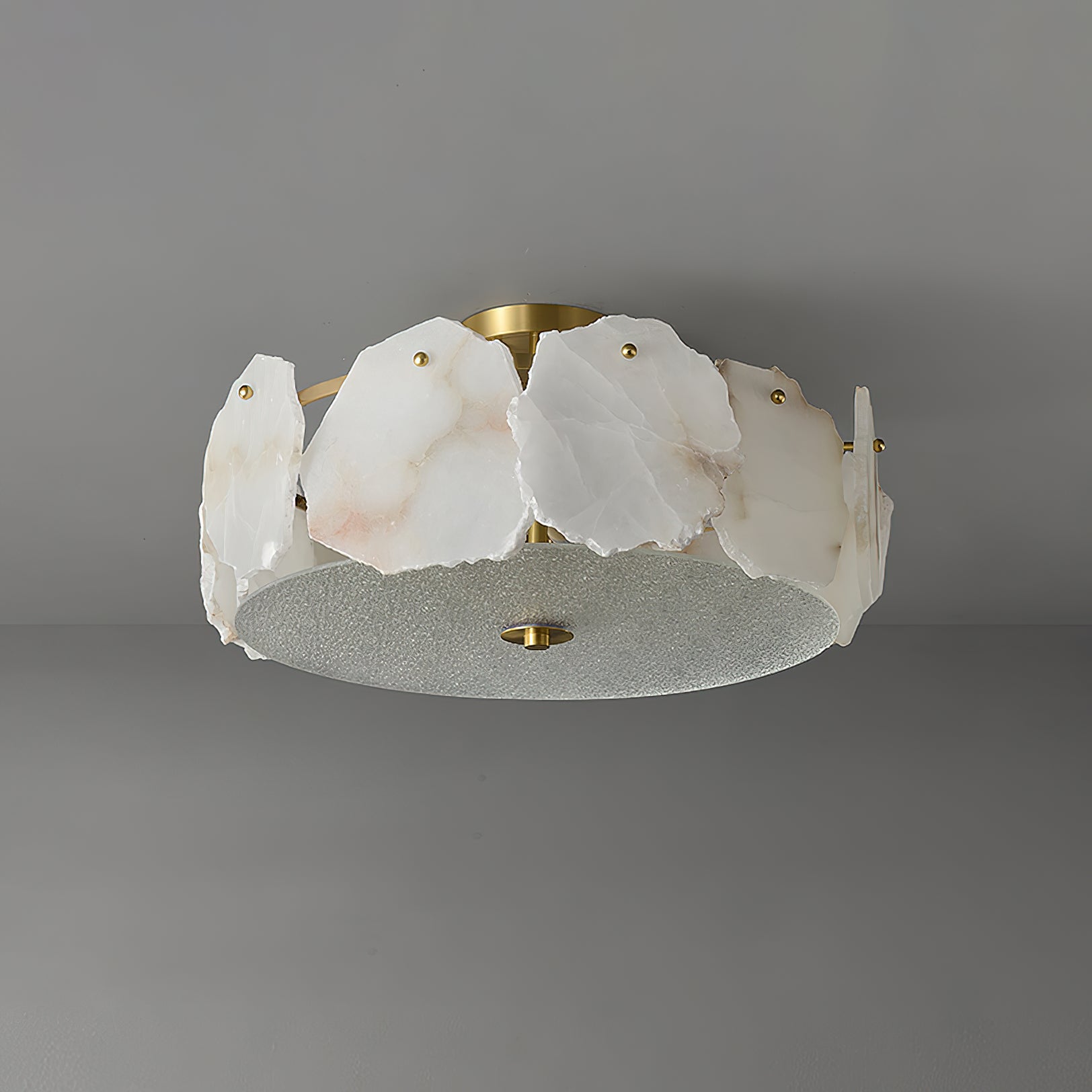 Gideon Sophisticated Disc Flat Alabaster Glass Ceiling Light-Neutral Decor