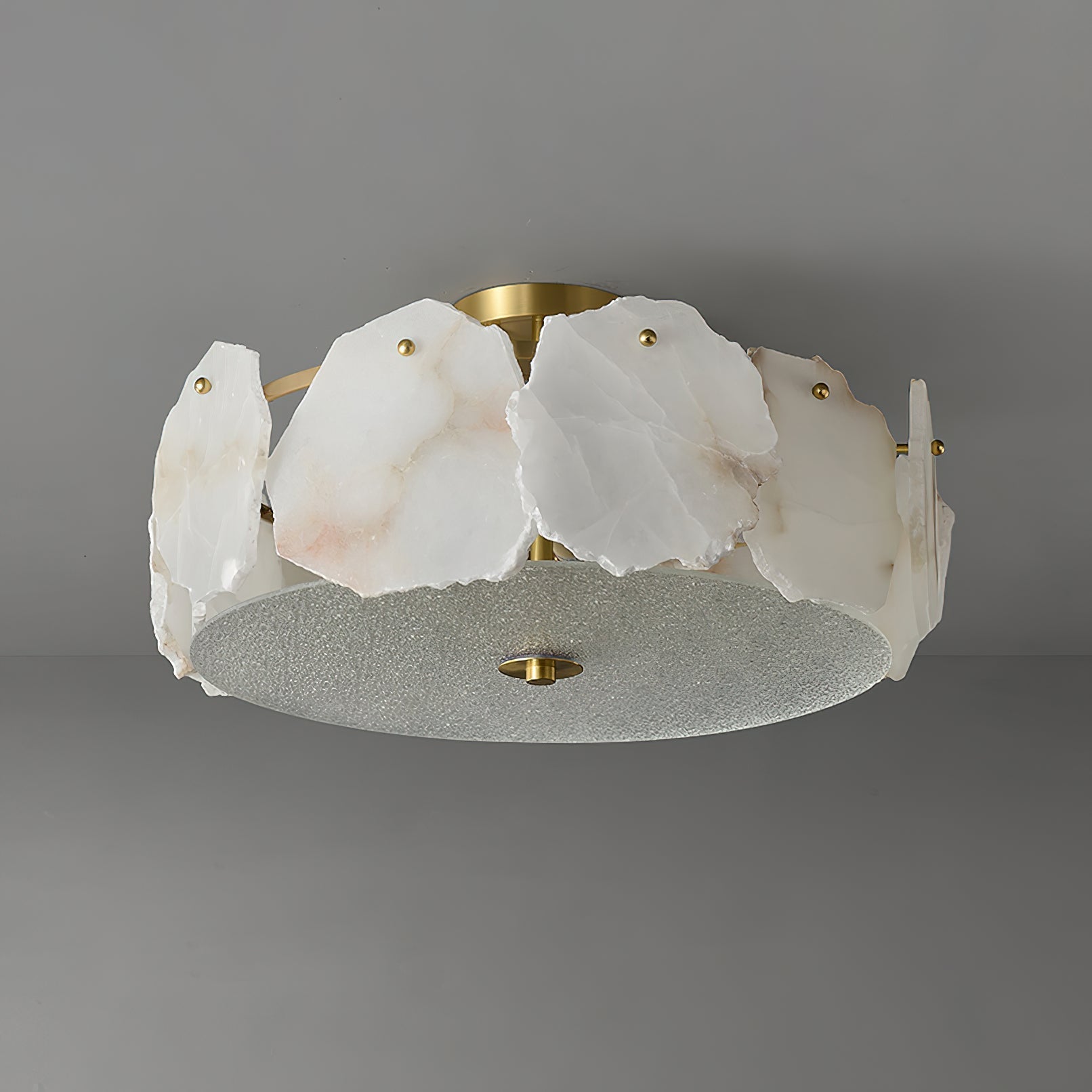 Gideon Sophisticated Disc Flat Alabaster Glass Ceiling Light-Neutral Decor