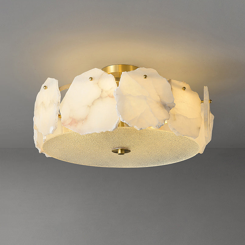 Gideon Sophisticated Disc Flat Alabaster Glass Ceiling Light-Neutral Decor