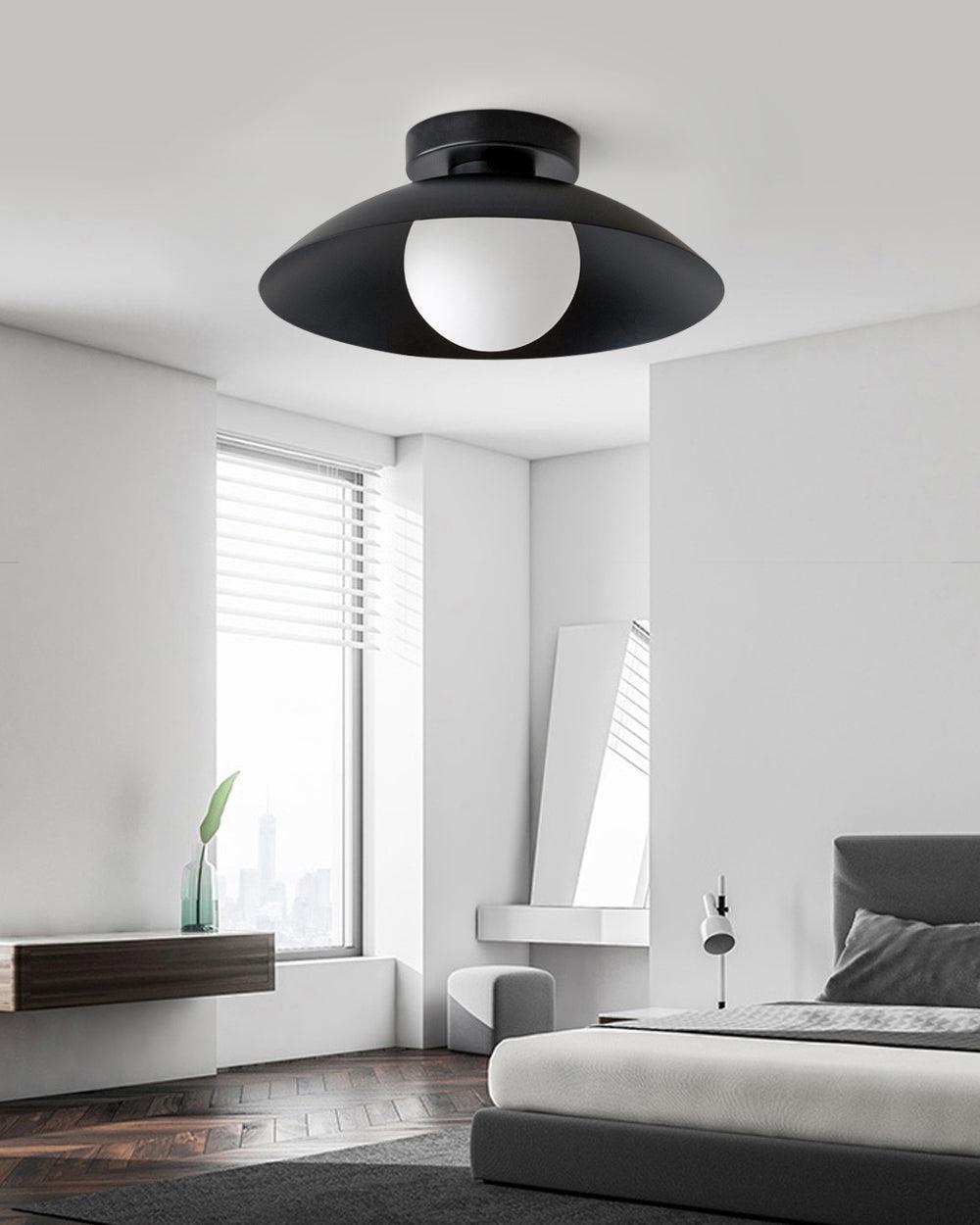 Ceiling Light in Metal Canopy and Glass with Color Options