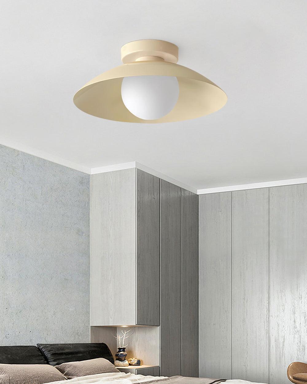 Ceiling Light in Metal Canopy and Glass with Color Options