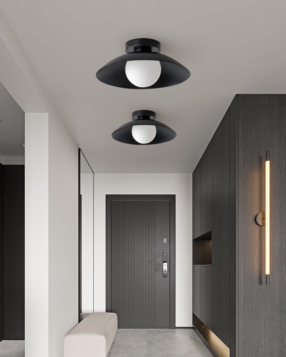 Ceiling Light in Metal Canopy and Glass with Color Options
