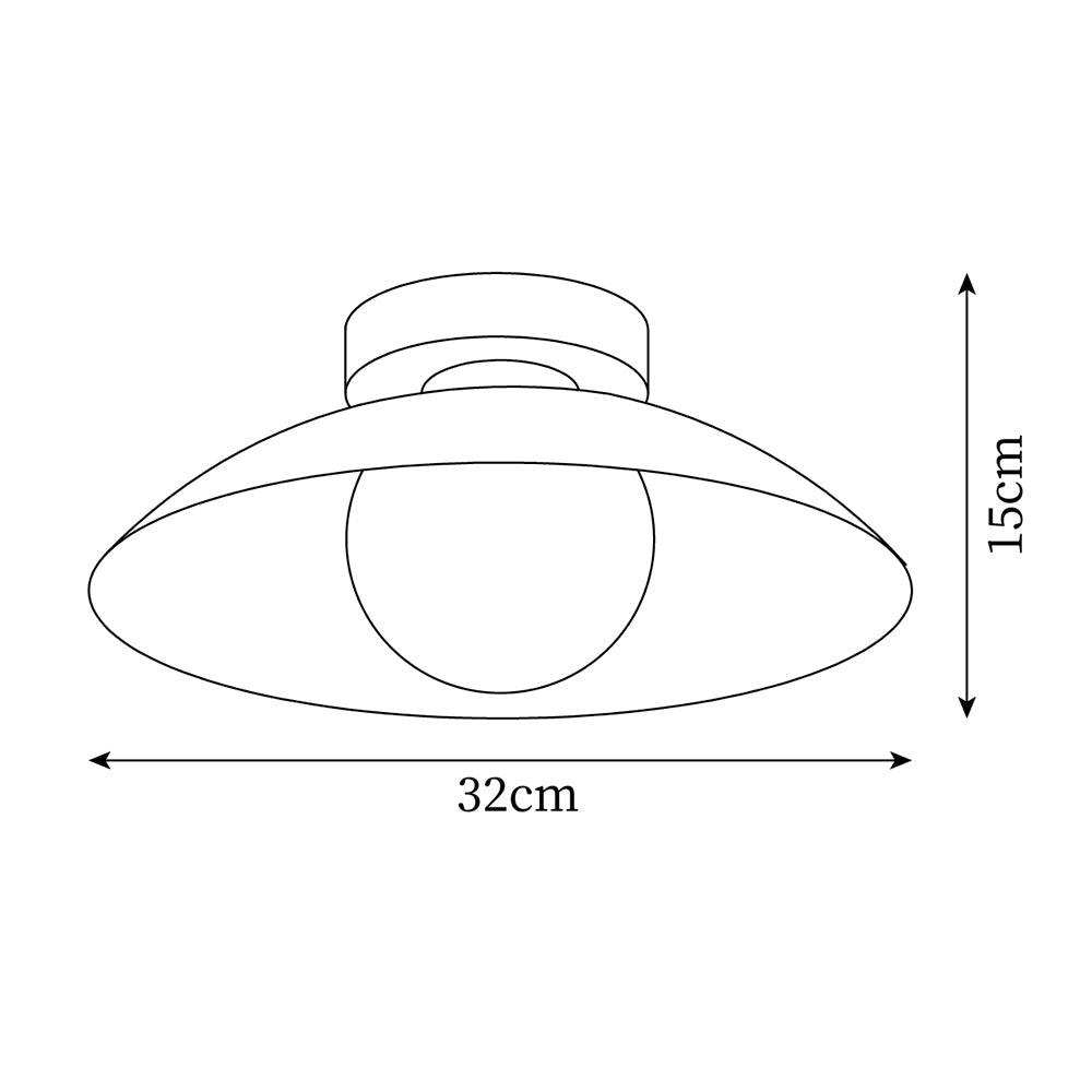 Ceiling Light in Metal Canopy and Glass with Color Options