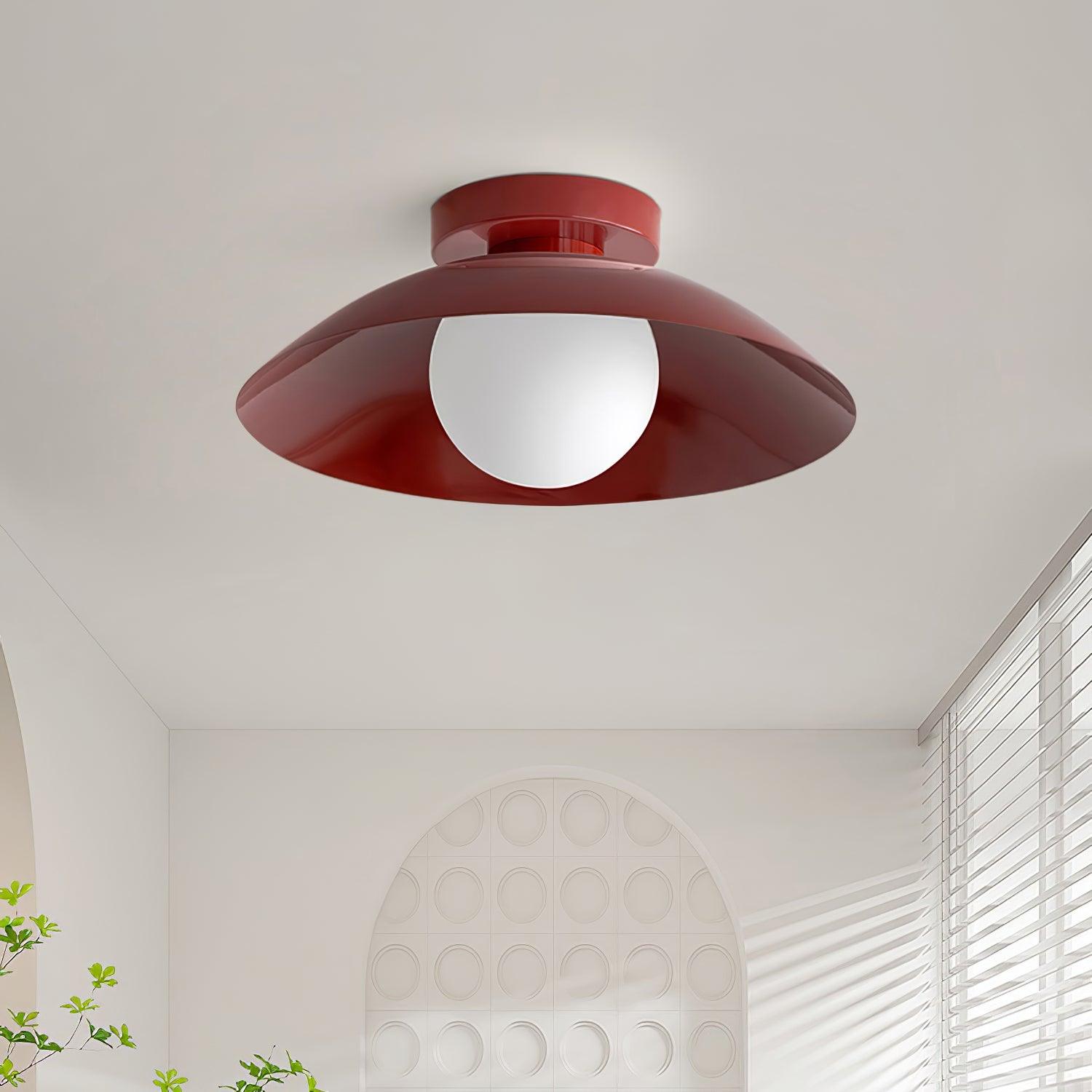 Ceiling Light in Metal Canopy and Glass with Color Options