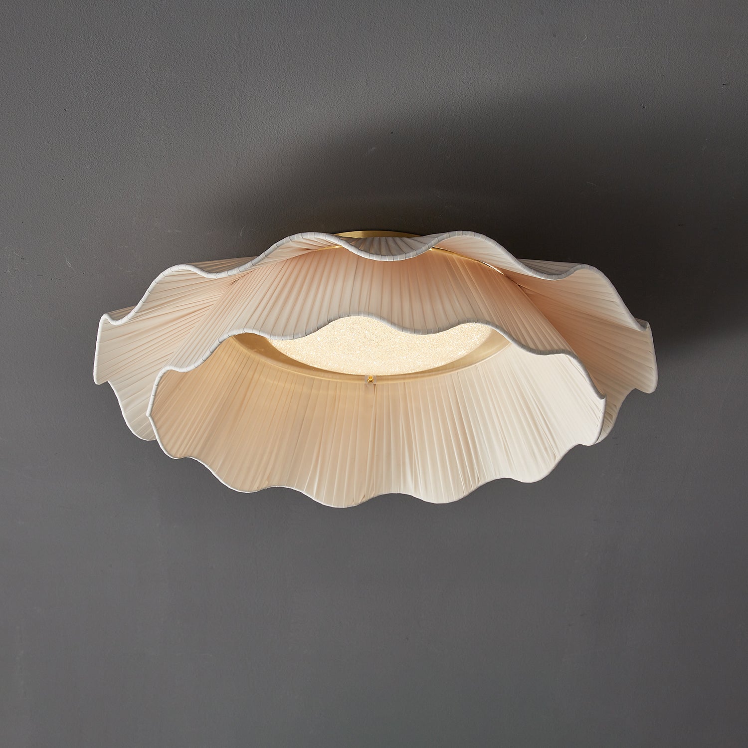 Mylirira Premium Elegance Wave Brass Fabric Ceiling Lamp-Neutral Decor