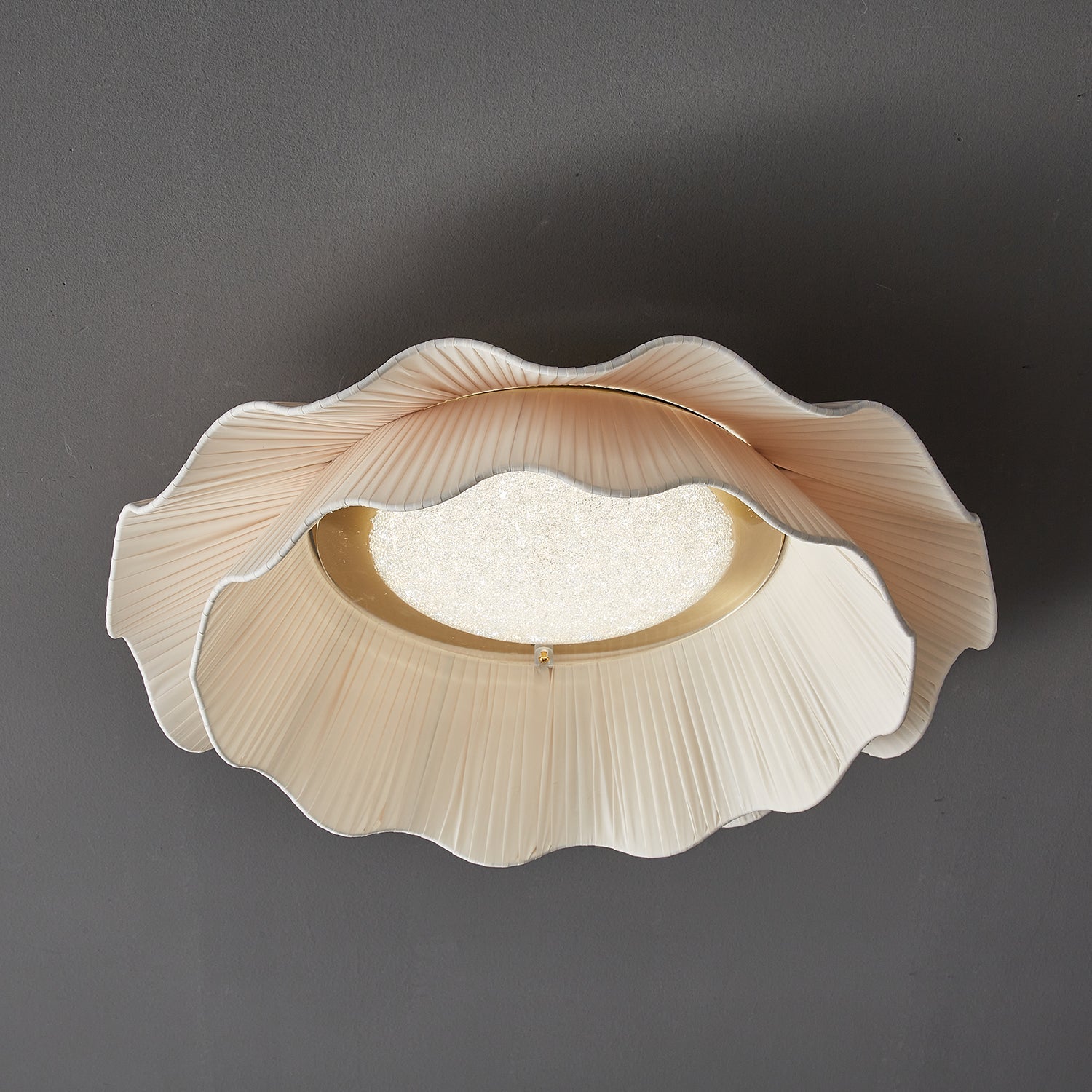 Mylirira Premium Elegance Wave Brass Fabric Ceiling Lamp-Neutral Decor