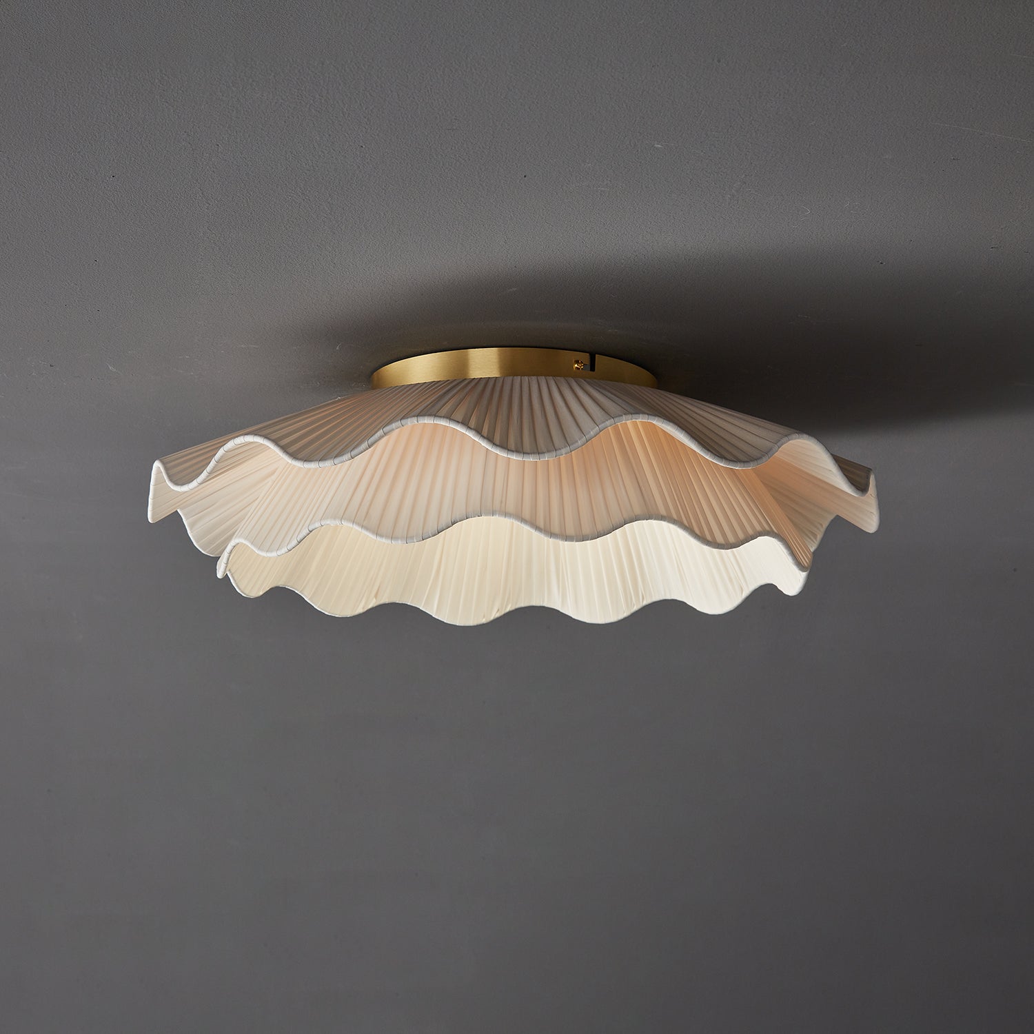 Mylirira Premium Elegance Wave Brass Fabric Ceiling Lamp-Neutral Decor