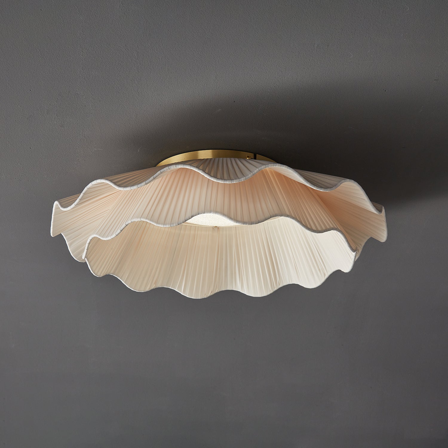 Mylirira Premium Elegance Wave Brass Fabric Ceiling Lamp-Neutral Decor