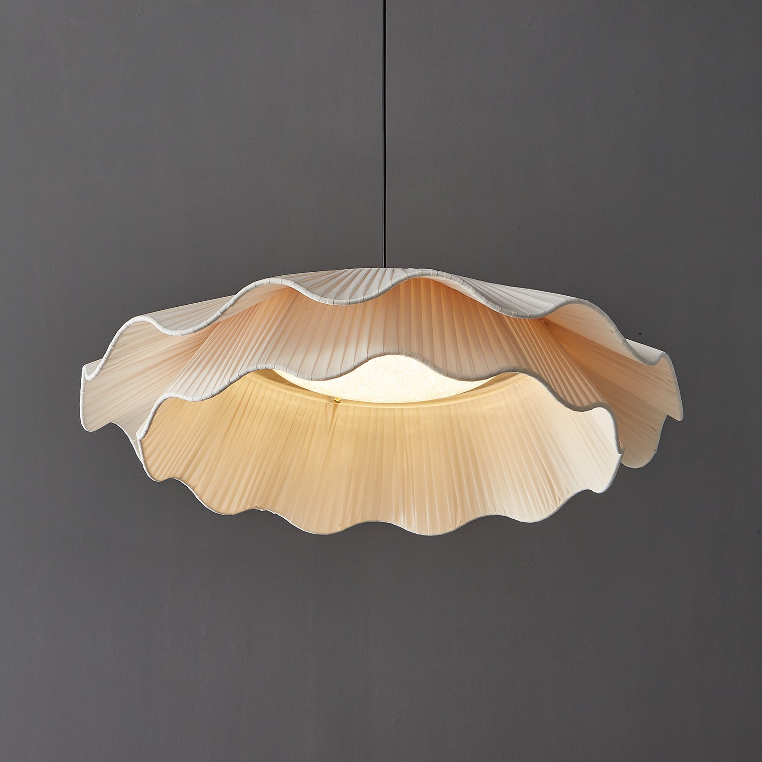 Ellorel Elegance Wave Brass Fabric Pendant Lamp-Neutral Decor