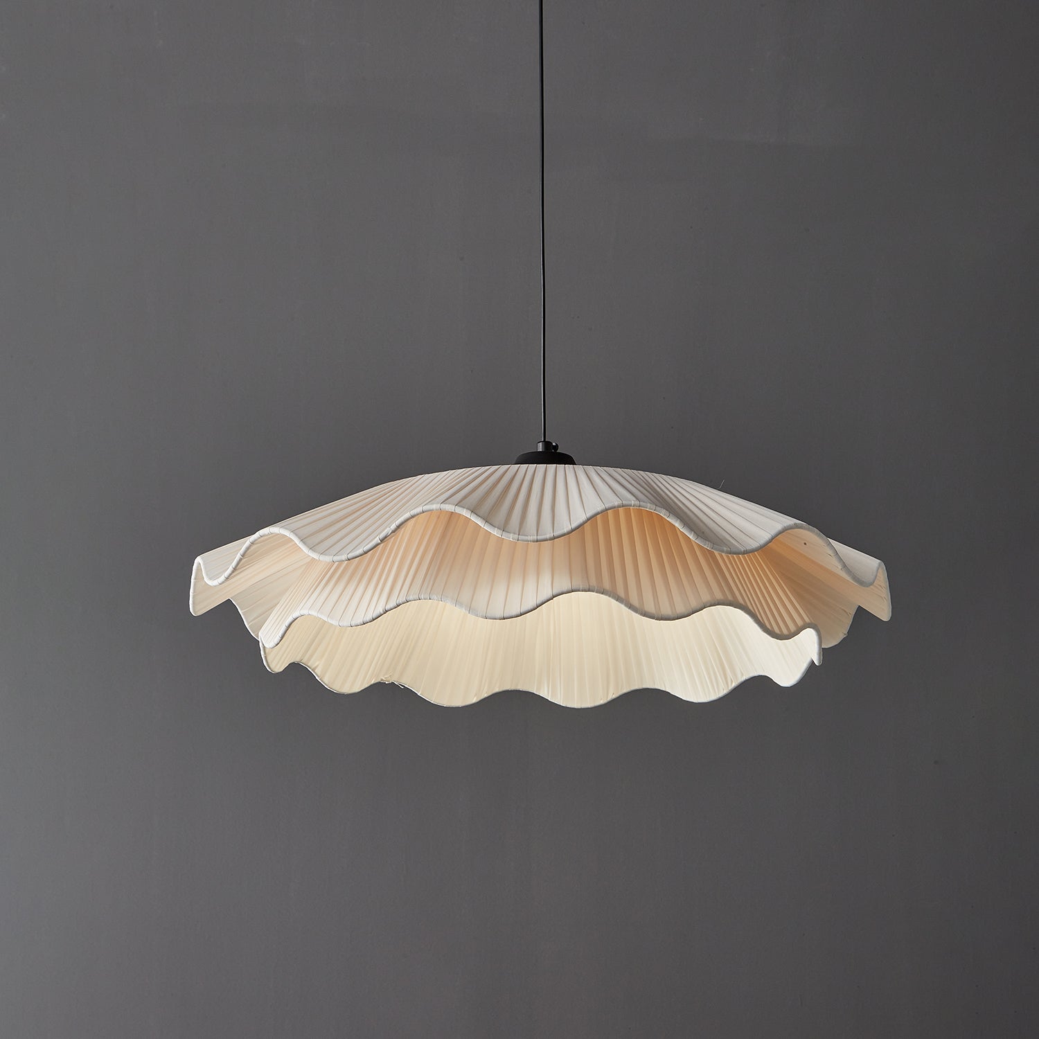 Ellorel Elegance Wave Brass Fabric Pendant Lamp-Neutral Decor