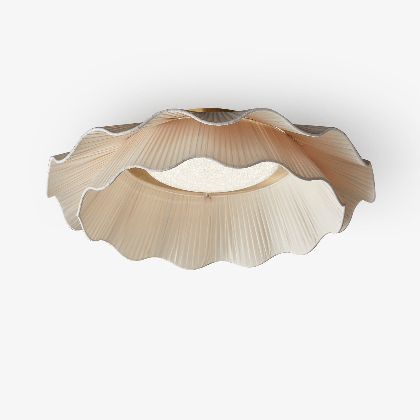 Mylirira Premium Elegance Wave Brass Fabric Ceiling Lamp-Neutral Decor