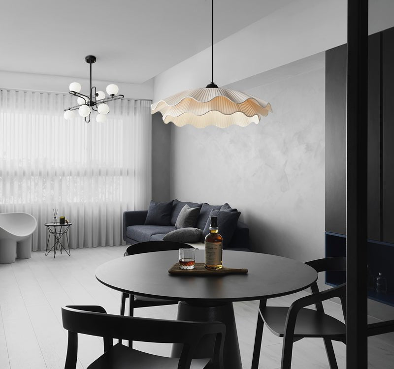 Ellorel Elegance Wave Brass Fabric Pendant Lamp-Neutral Decor