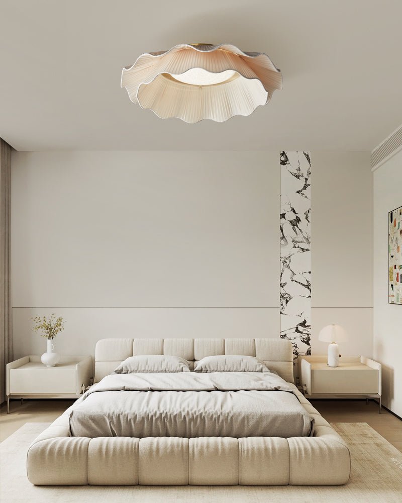 Mylirira Premium Elegance Wave Brass Fabric Ceiling Lamp-Neutral Decor