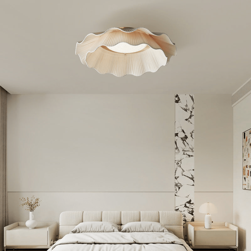Mylirira Premium Elegance Wave Brass Fabric Ceiling Lamp-Neutral Decor
