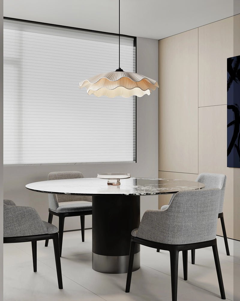 Ellorel Elegance Wave Brass Fabric Pendant Lamp-Neutral Decor