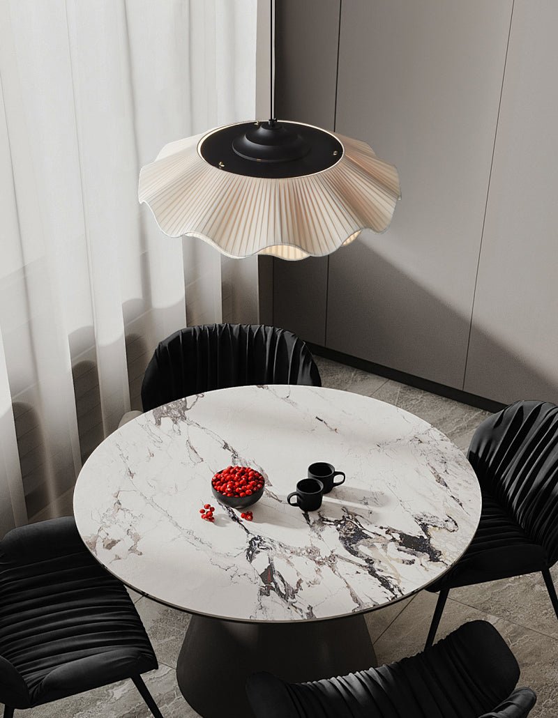 Ellorel Elegance Wave Brass Fabric Pendant Lamp-Neutral Decor