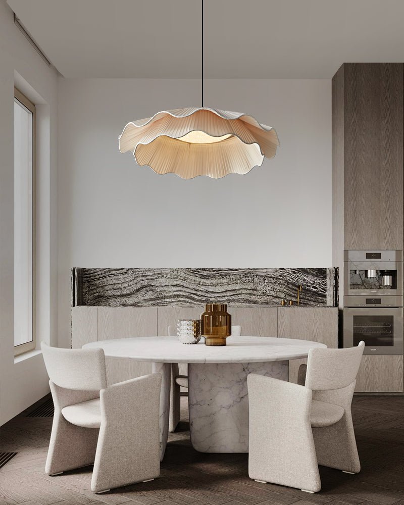 Ellorel Elegance Wave Brass Fabric Pendant Lamp-Neutral Decor