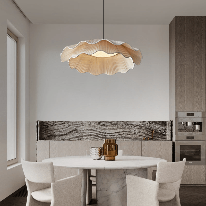 Ellorel Elegance Wave Brass Fabric Pendant Lamp-Neutral Decor